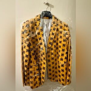 J. Crew Corduroy Parke Blazer in Marigold, Navy Butterfly Print